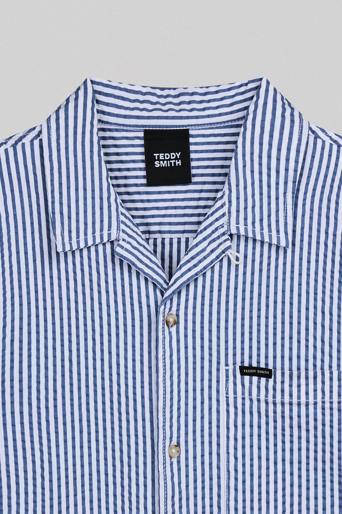 Chemise effet gaufré C-TIAMO MC FADED INDIGO