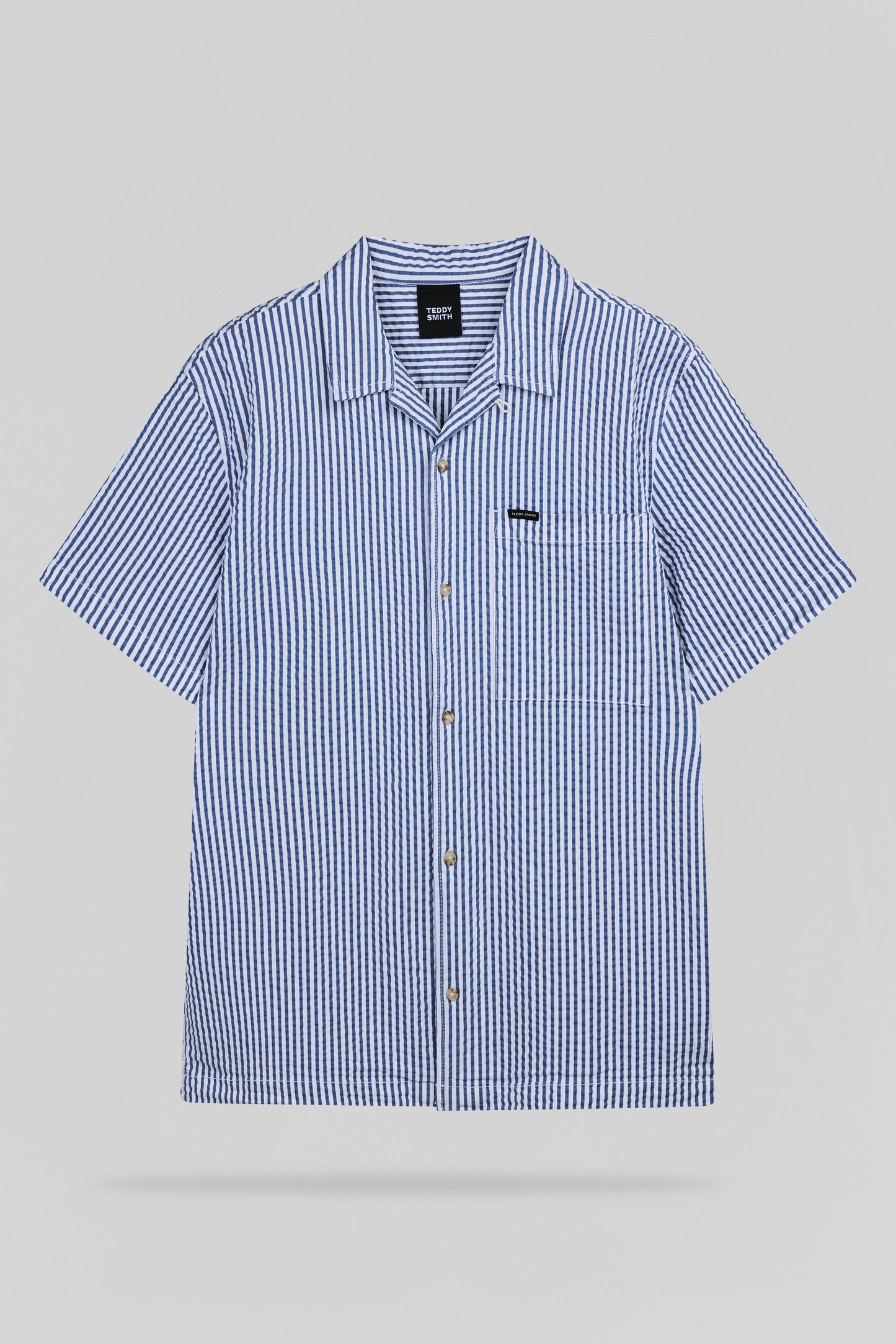 Chemise effet gaufré C-TIAMO MC FADED INDIGO