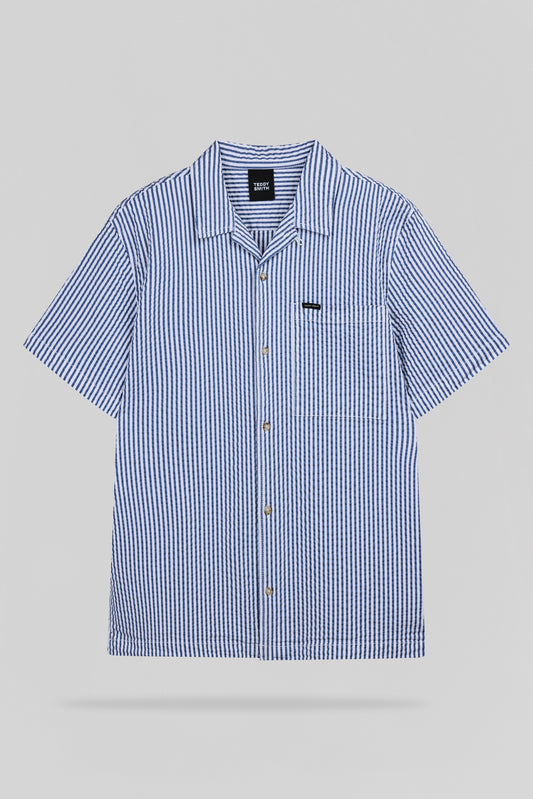 Achat Chemise effet gaufré C-TIAMO MC FADED INDIGO