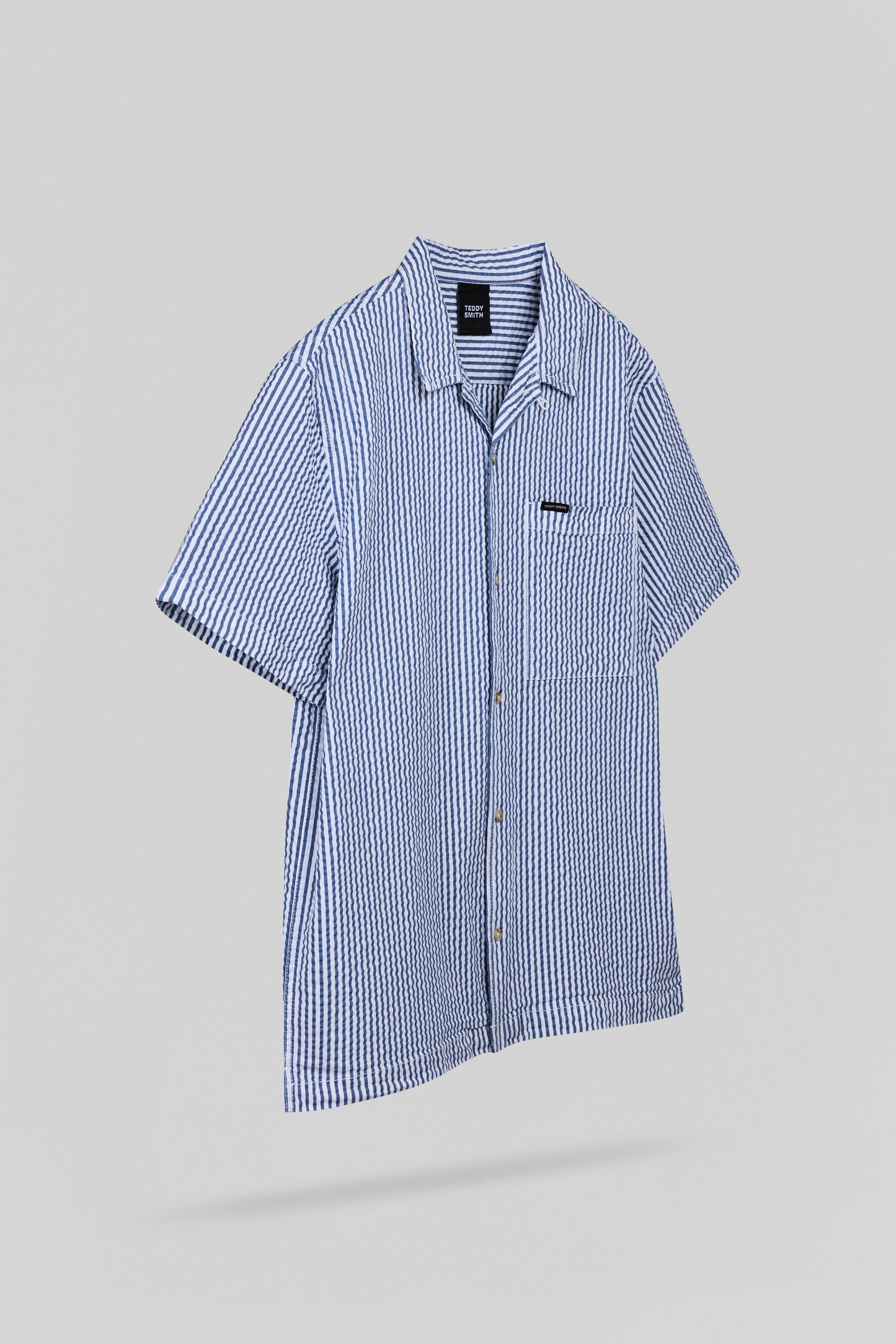 Chemise effet gaufré C-TIAMO MC FADED INDIGO