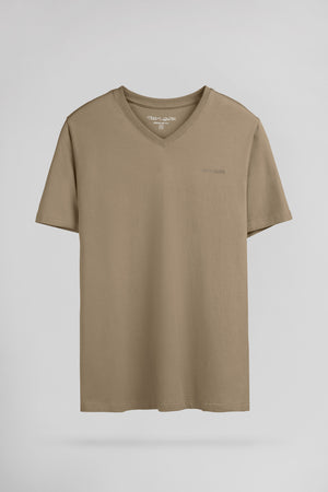 T-shirt col V TAWAX 2 MC WOLF BEIGE
