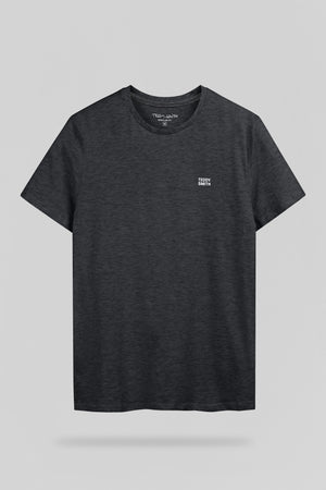 T-shirt col rond THE TEE 1 MELANGE BLACK/BLANC