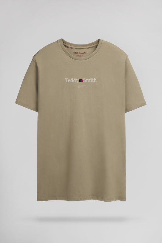 Achat T-shirt col rond T-JIM MC WOLF BEIGE