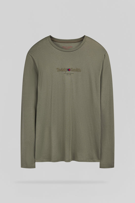 Achat T-shirt col rond T-JIM ML DUSTY KAKI
