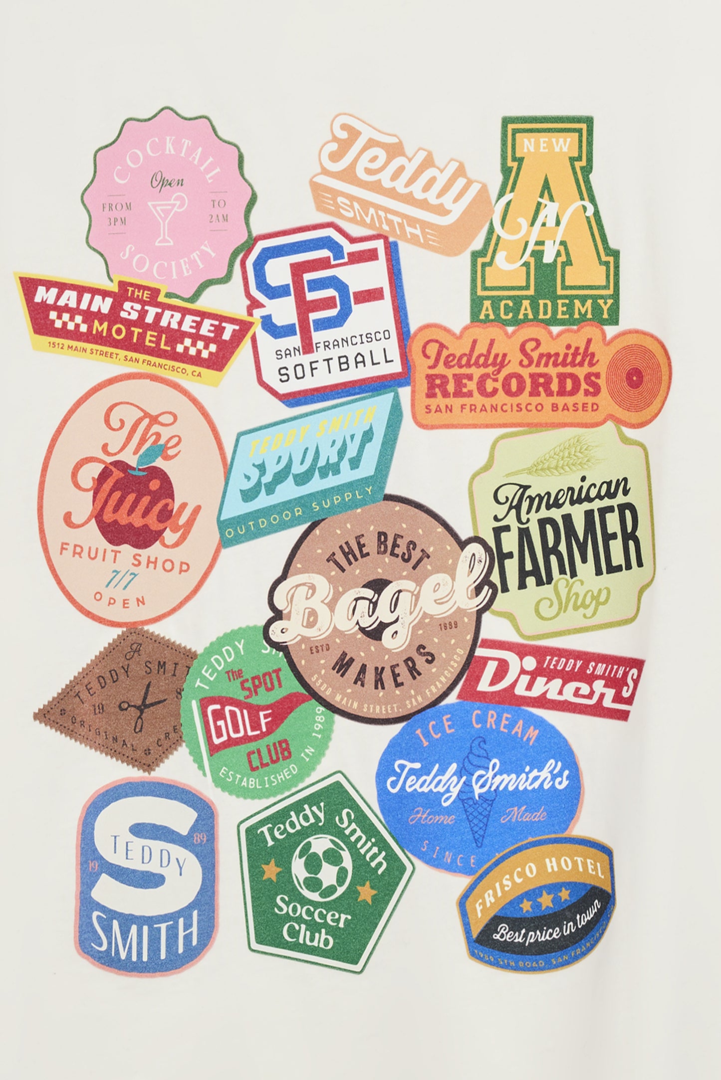 T-shirt ample T-BADGES MC MIDDLE WHITE