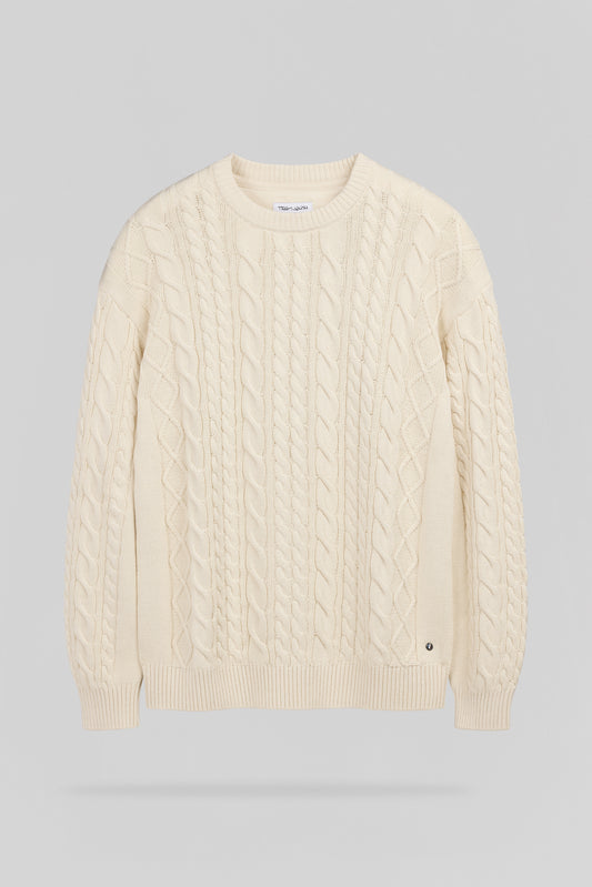 Achat Pull col rond maille torsadée P-ARON CREAM