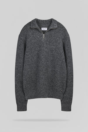 Pull col camionneur zippé P-CLAYTON MELANGE BLACK