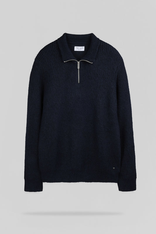 Achat Pull col camionneur zippé P-CLAYTON DARK NAVY