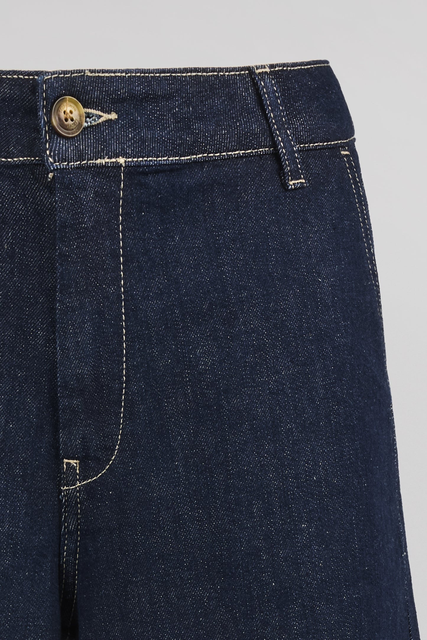 Jean large 7/8 ceinture tissu amovible P-LOUISA CROPPE DARK BLUE