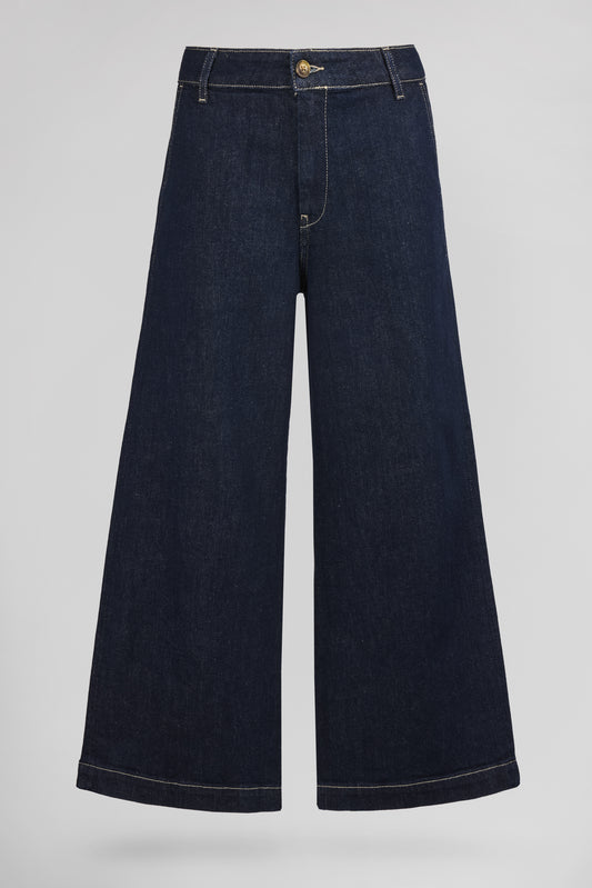 Achat Jean large 7/8 ceinture tissu amovible P-LOUISA CROPPE DARK BLUE