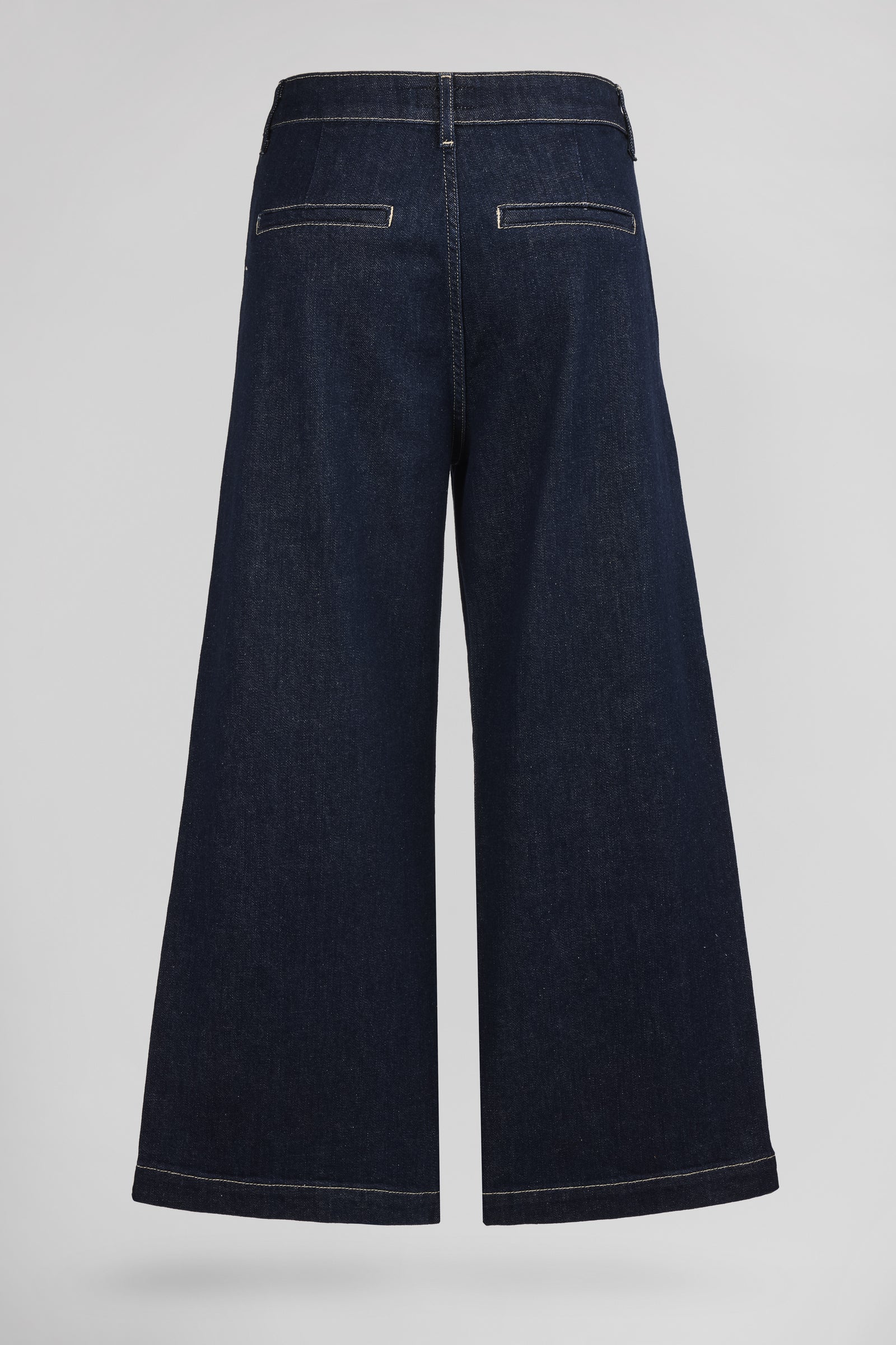 Jean large 7/8 ceinture tissu amovible P-LOUISA CROPPE DARK BLUE
