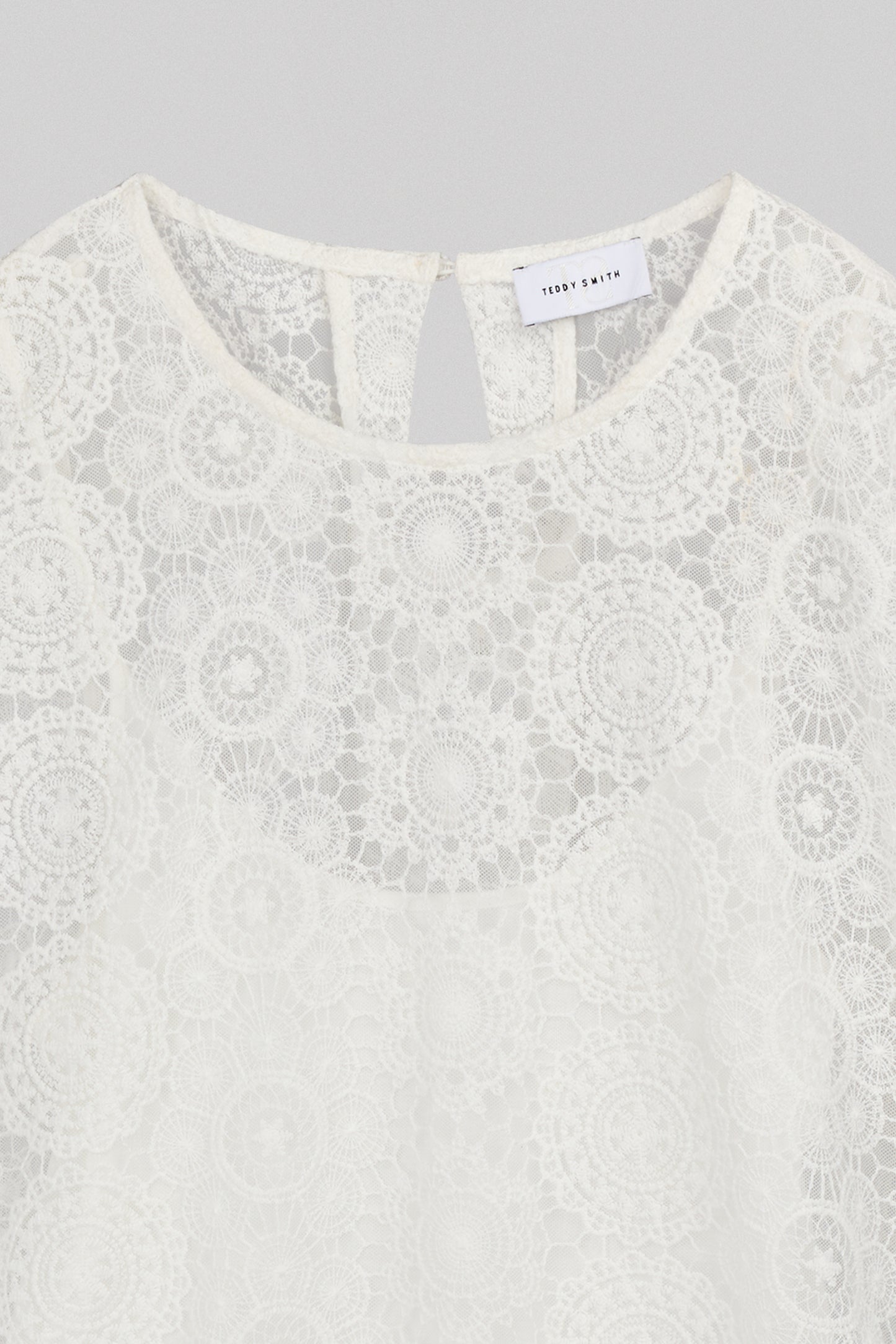 Top en tulle brodé T-MAËL ML MIDDLE WHITE
