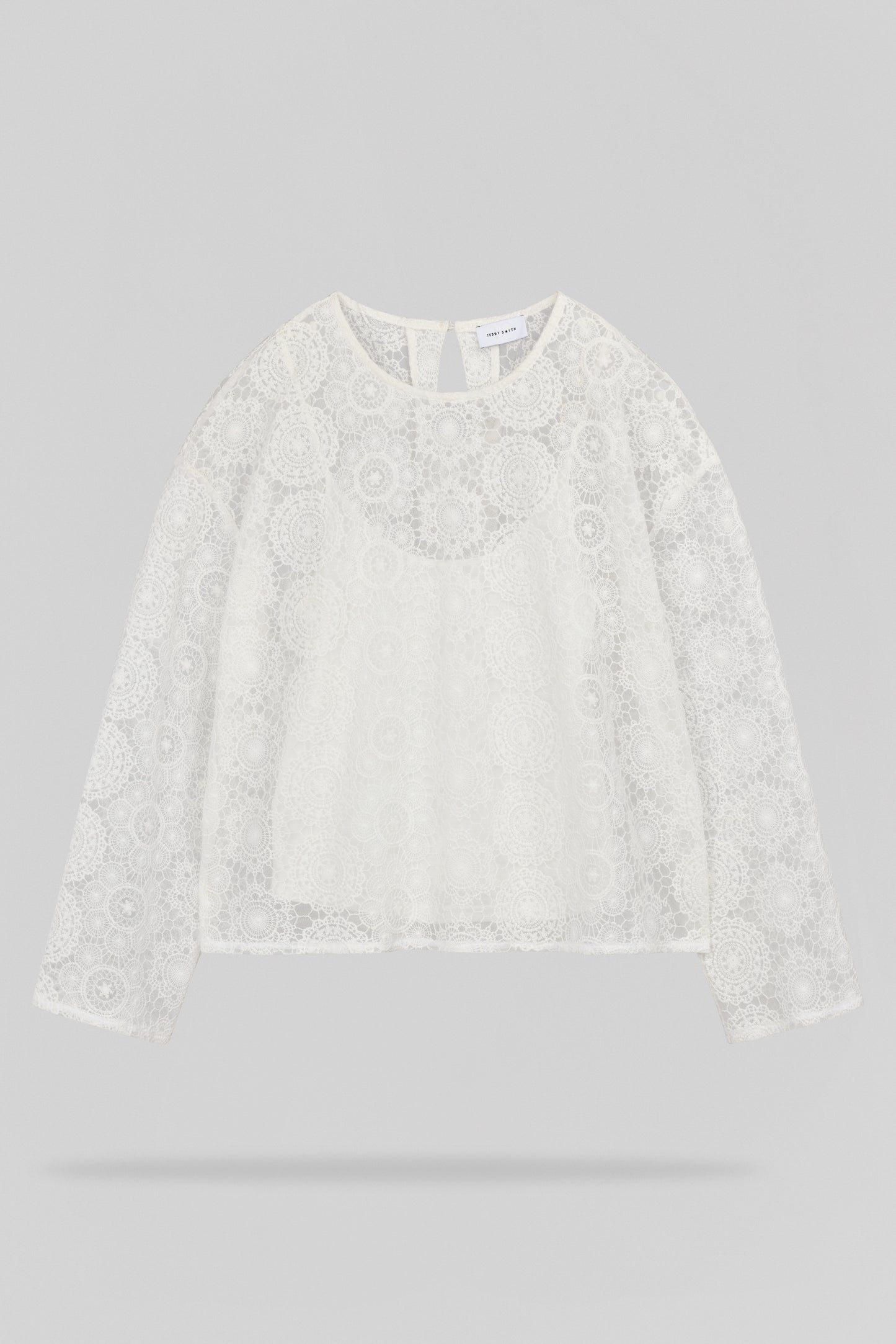 Top en tulle brodé T-MAËL ML MIDDLE WHITE