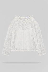 Top en tulle brodé T-MAËL ML MIDDLE WHITE
