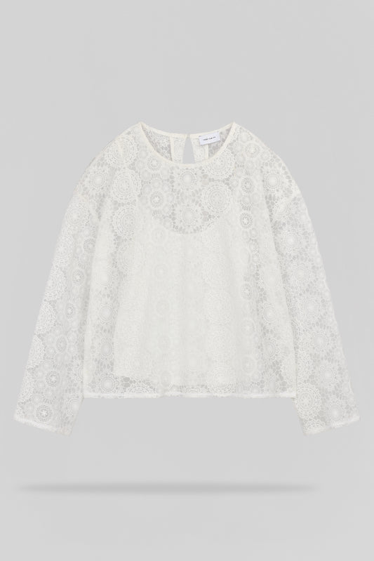 Achat Top en tulle brodé T-MAËL ML MIDDLE WHITE