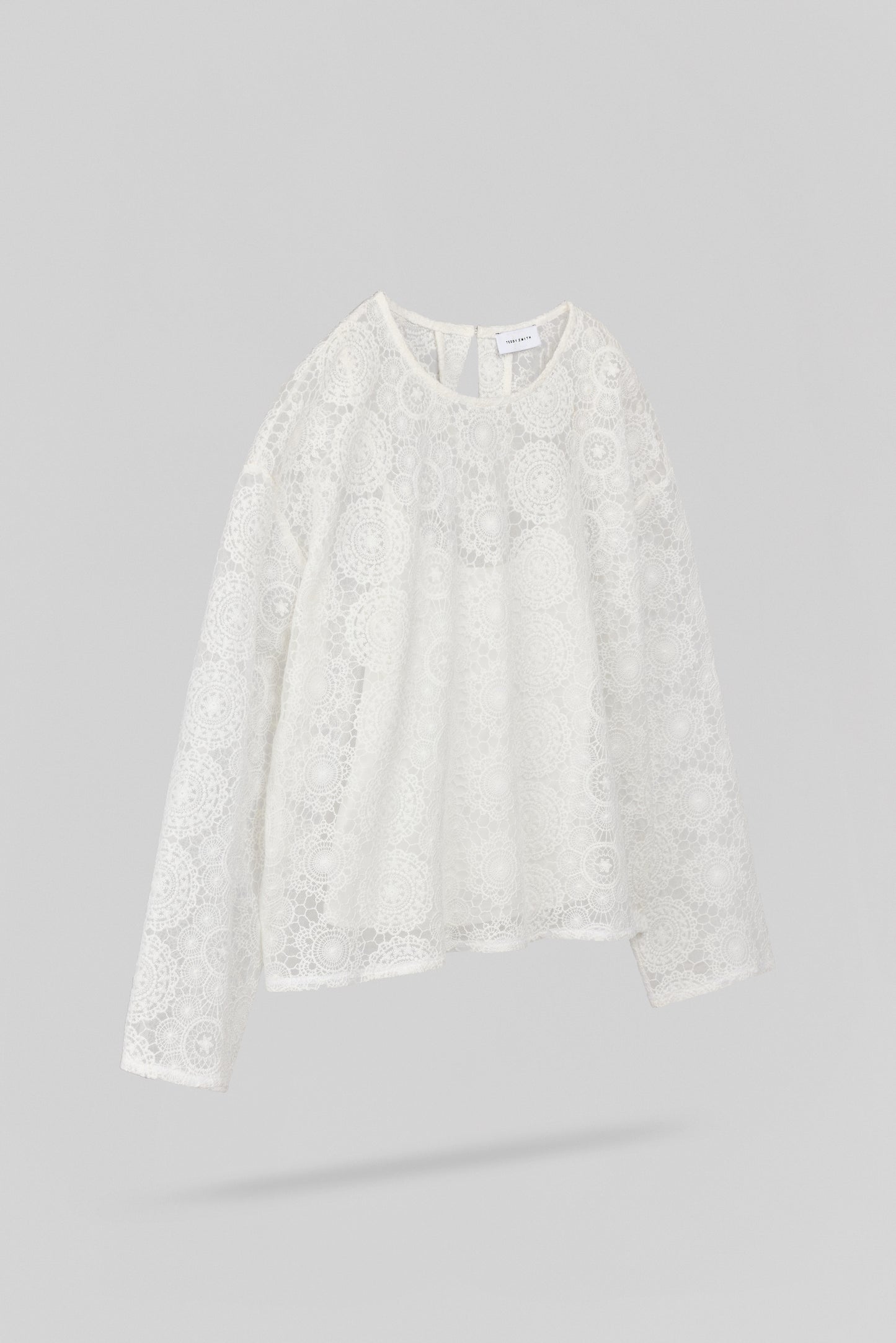 Top en tulle brodé T-MAËL ML MIDDLE WHITE