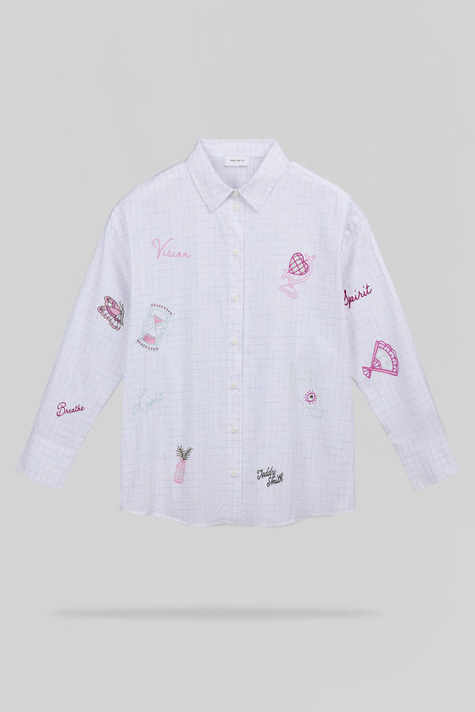 Achat Chemise brodée et sérigraphiée C-CYRA ML BLANC