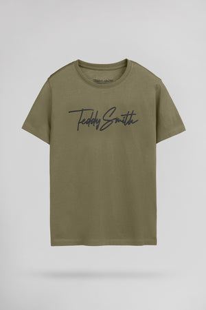 T-shirt col rond T-EVAN MC JR DUSTY KAKI