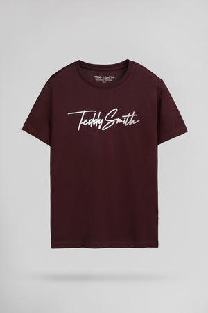 T-shirt col rond T-EVAN MC JR BORDEAUX FONCE