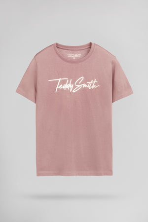 T-shirt col rond T-EVAN MC JR WOOD ROSE