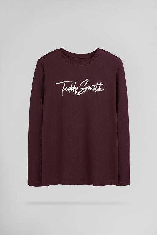 Achat T-shirt col rond T-EVAN ML JR BORDEAUX FONCE