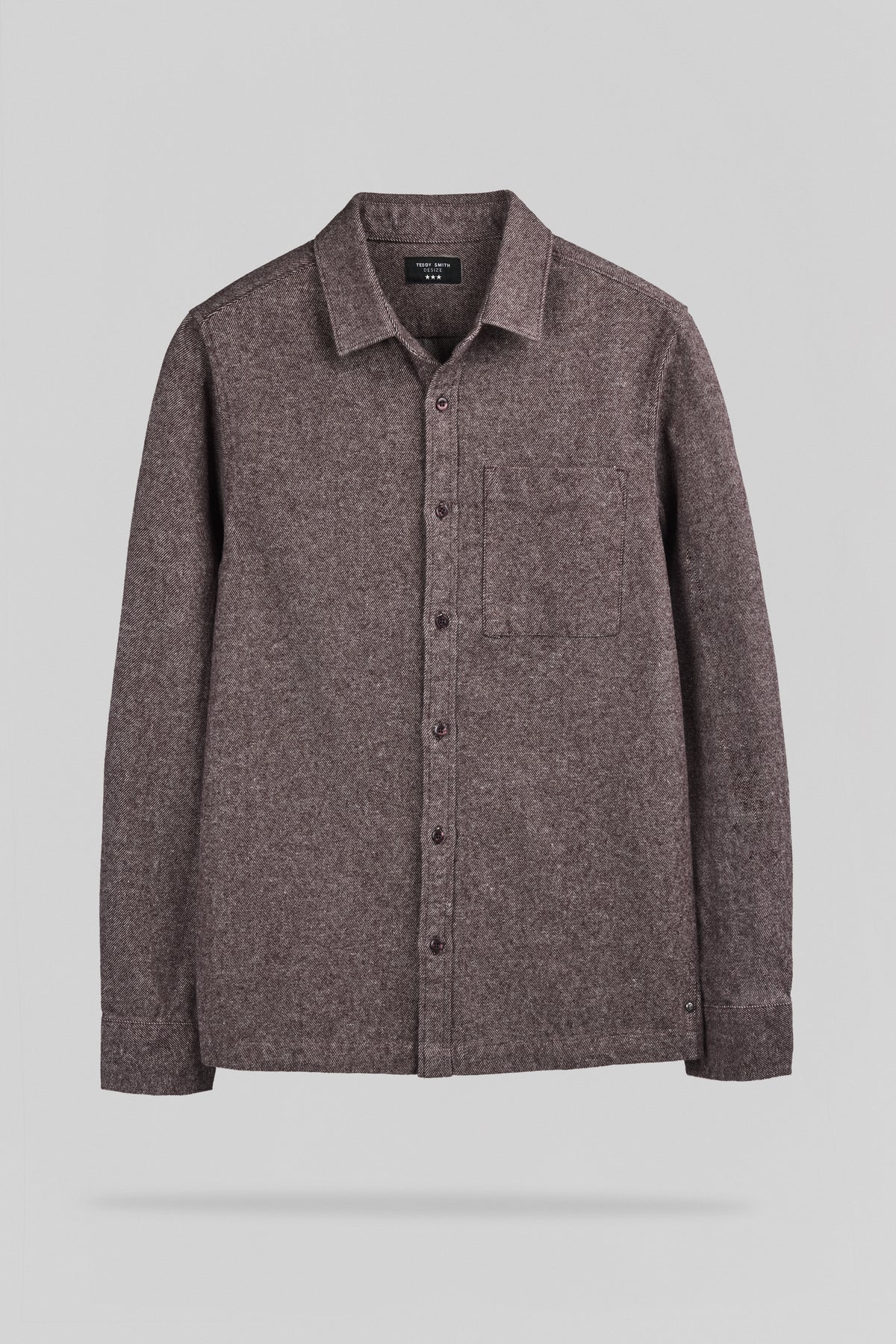 Chemise flanelle col classique C-SCOTT ML MARRON PRUNE