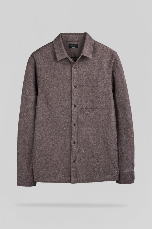 Achat Chemise flanelle col classique C-SCOTT ML MARRON PRUNE