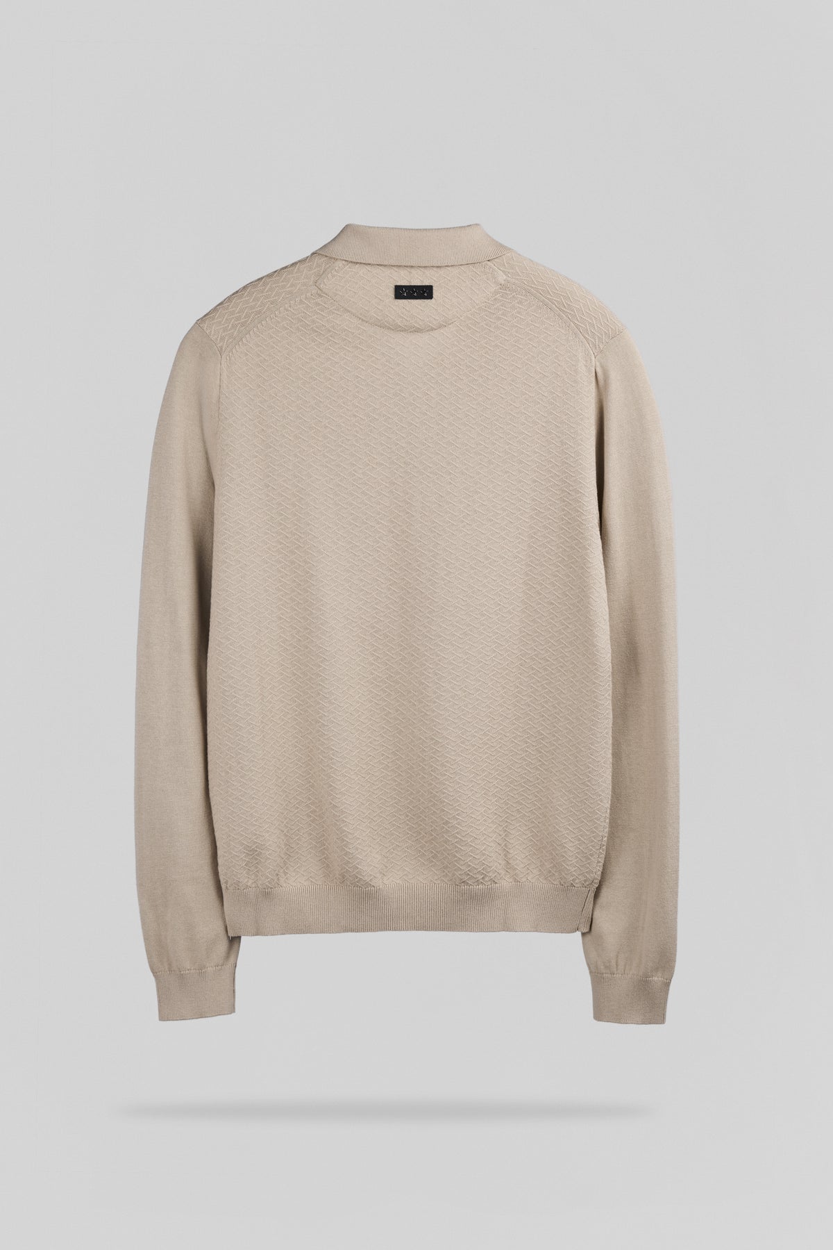 Polo jacquard col zippé P-LYNN ML BEIGE LIN