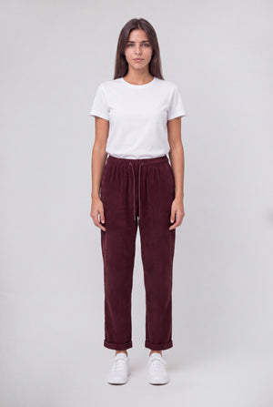 Pantalon en velours TEDDY VELOURS BORDEAUX FONCE