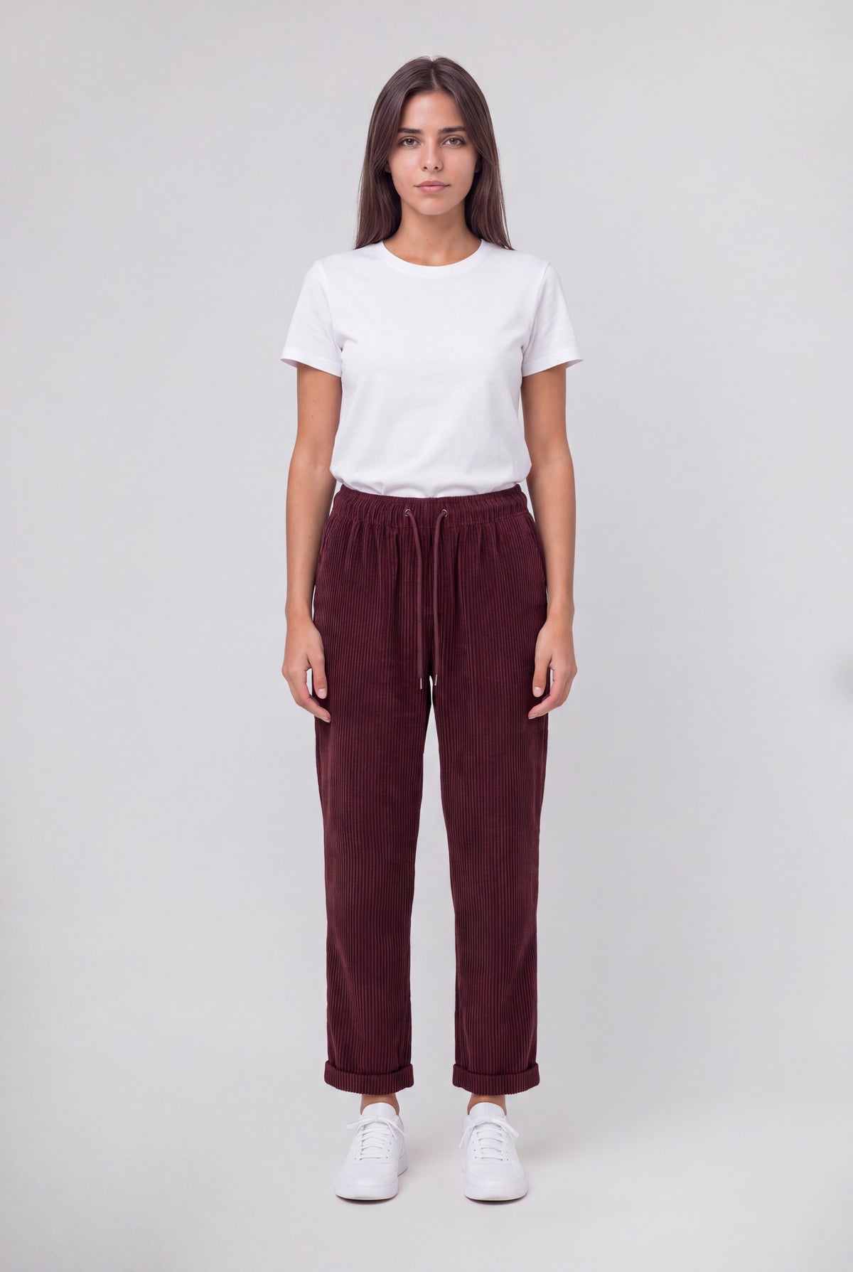Pantalon en velours TEDDY VELOURS BORDEAUX FONCE