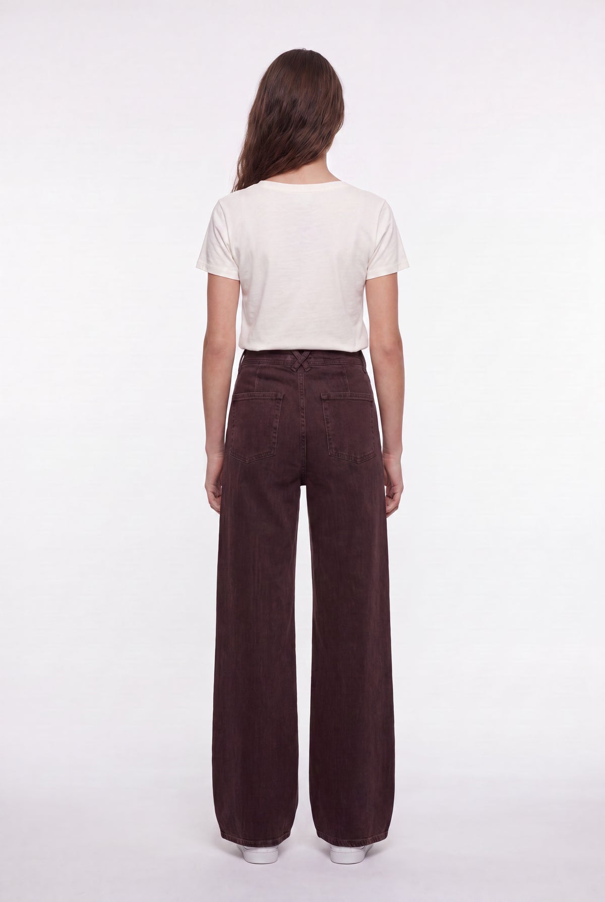 Jean flare taille haute P-JOSEFA 4PP DE MARRON FONCE