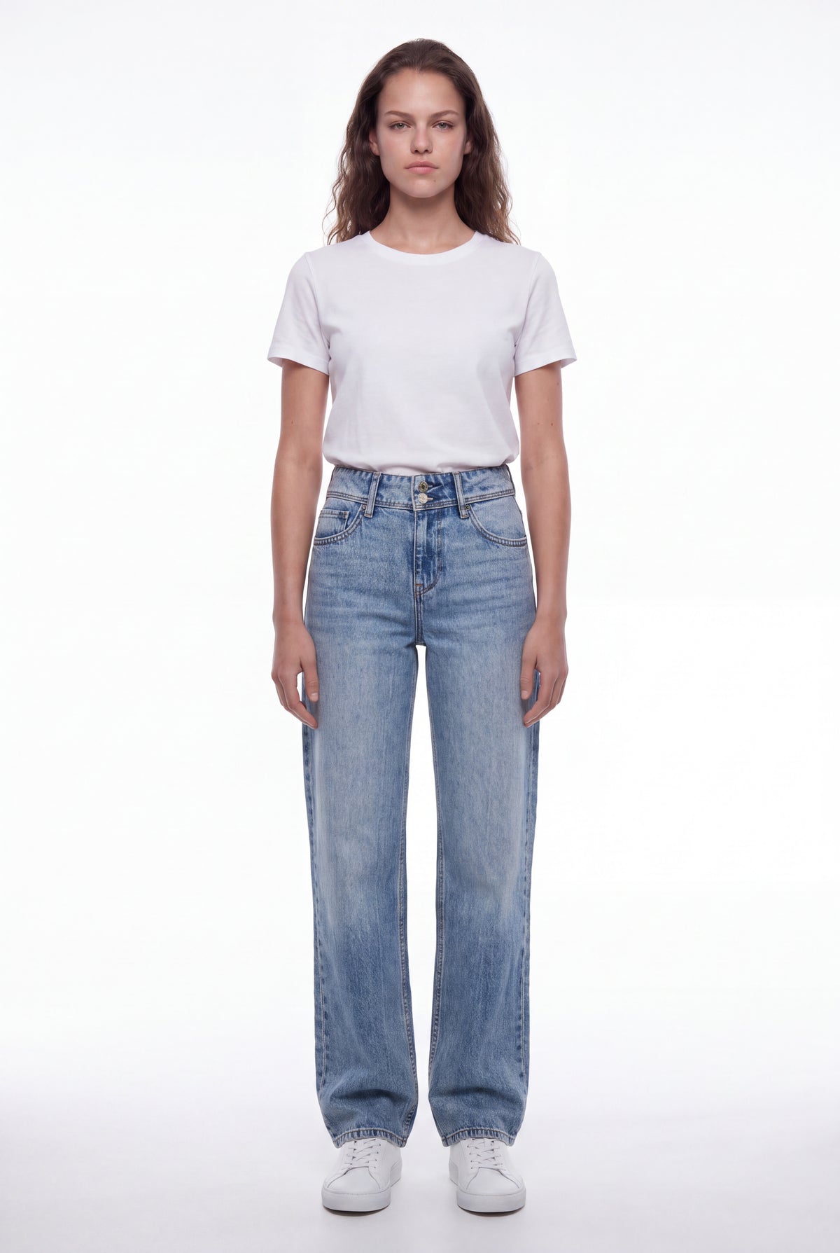 Jean fit loose P-GLADYS LOW WI FRIPP/INDIGO CLAIR