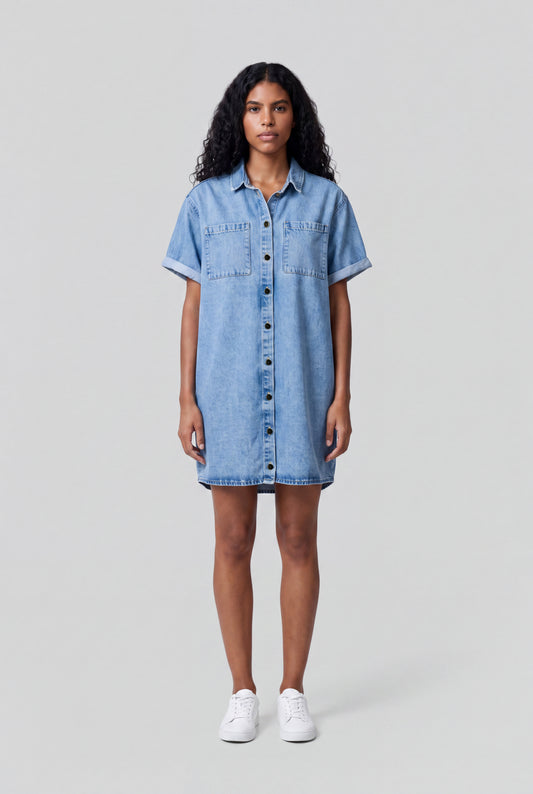 Achat Robe courte en denim R-BLOSSOM MC FRIPP/INDIGO CLAIR