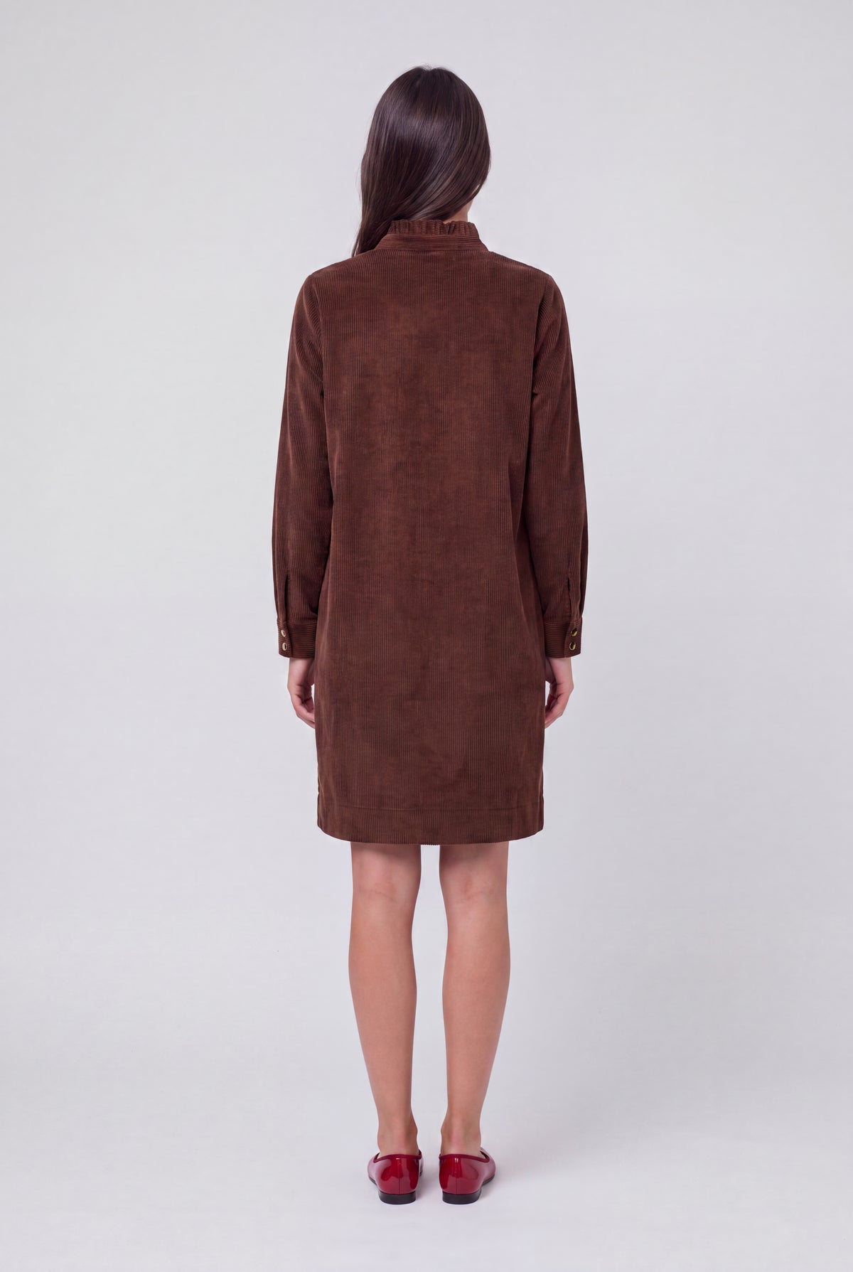 Robe droite velours côtelé R-VICKA ML CHOCOLAT - Teddy Smith