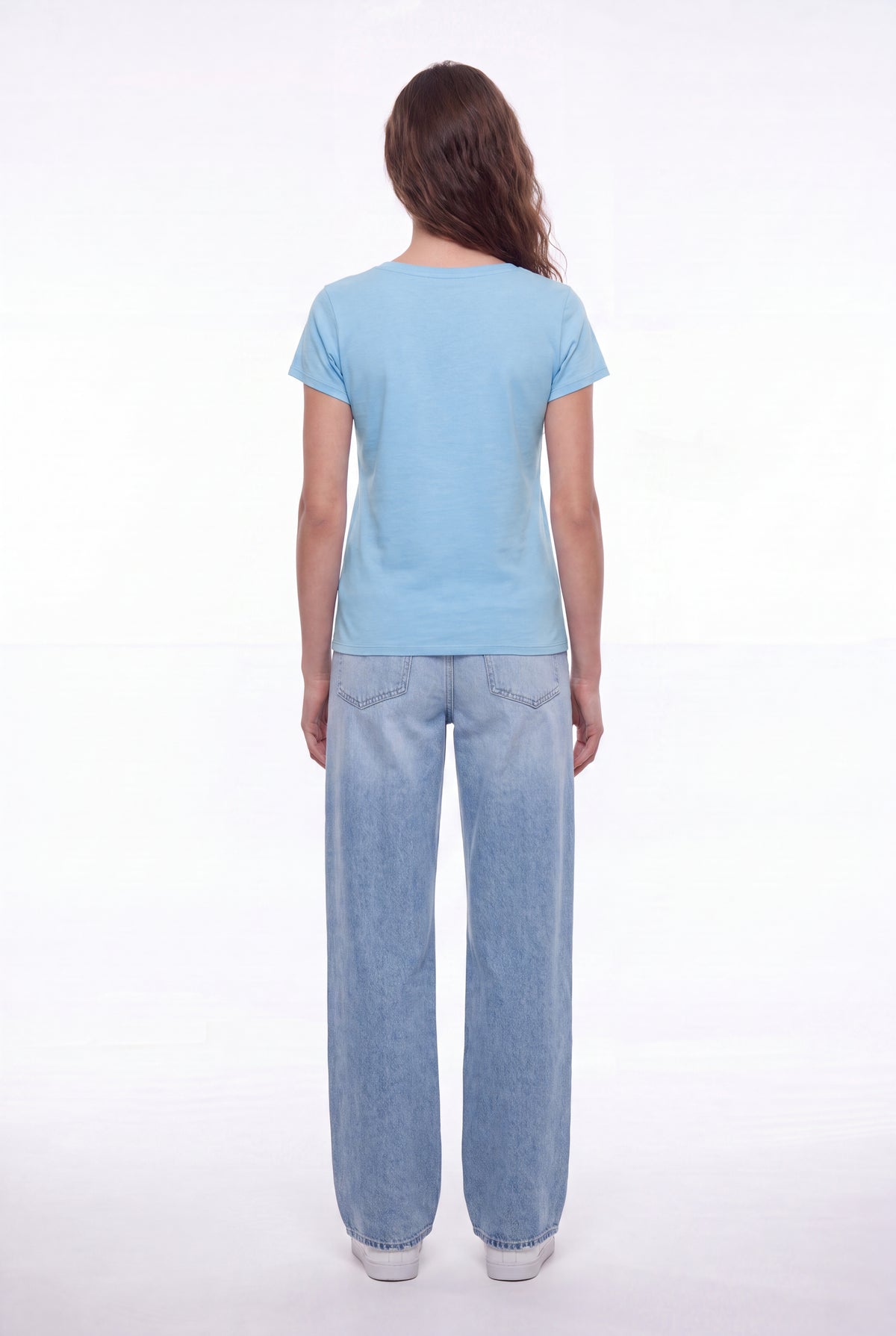 T-shirt col V T-MIA MC BLEU CIEL - Teddy Smith