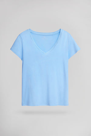 T-shirt col V T-MIA MC BLEU CIEL