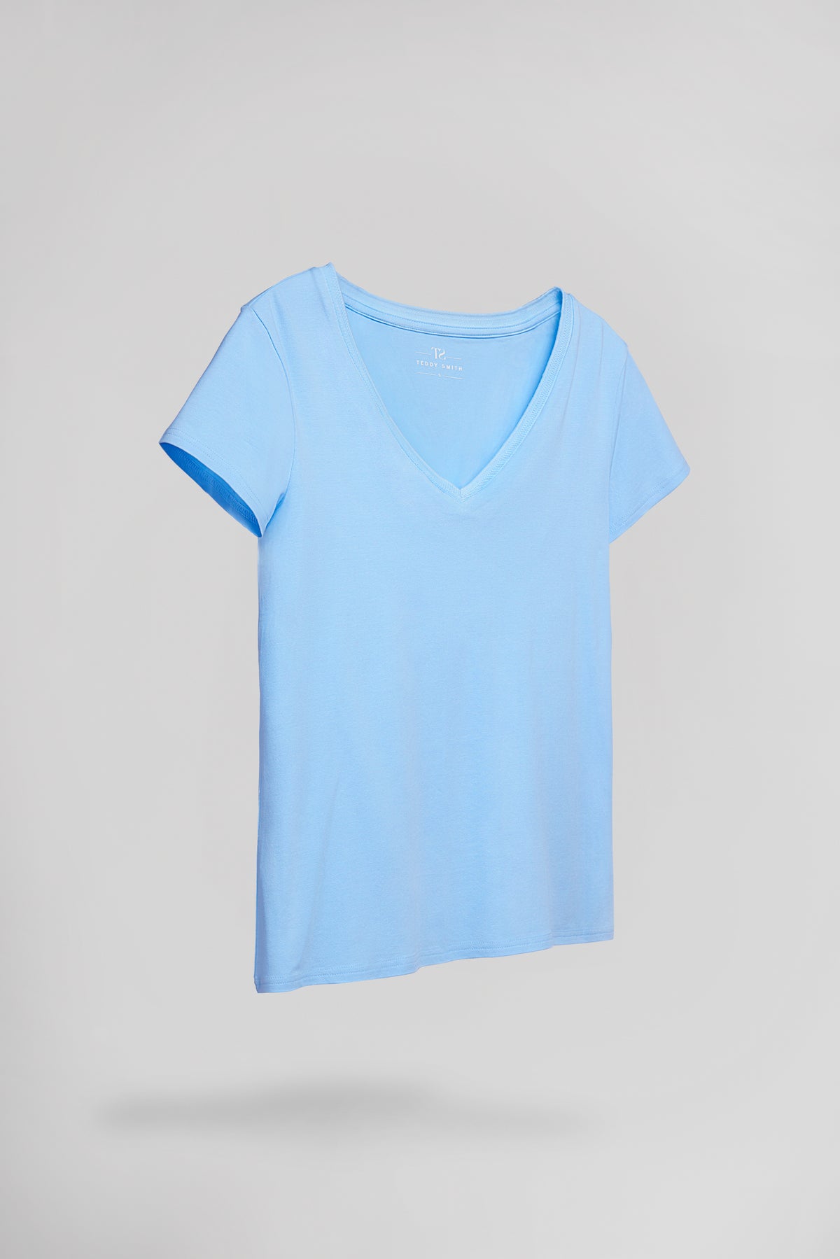 T-shirt col V T-MIA MC BLEU CIEL - Teddy Smith