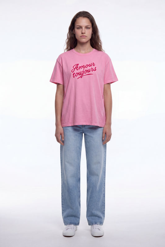 Achat T-shirt oversize T-AMOUR MC ROSE BONBON