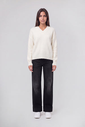 Pull oversize col V P-KEITH MIDDLE WHITE