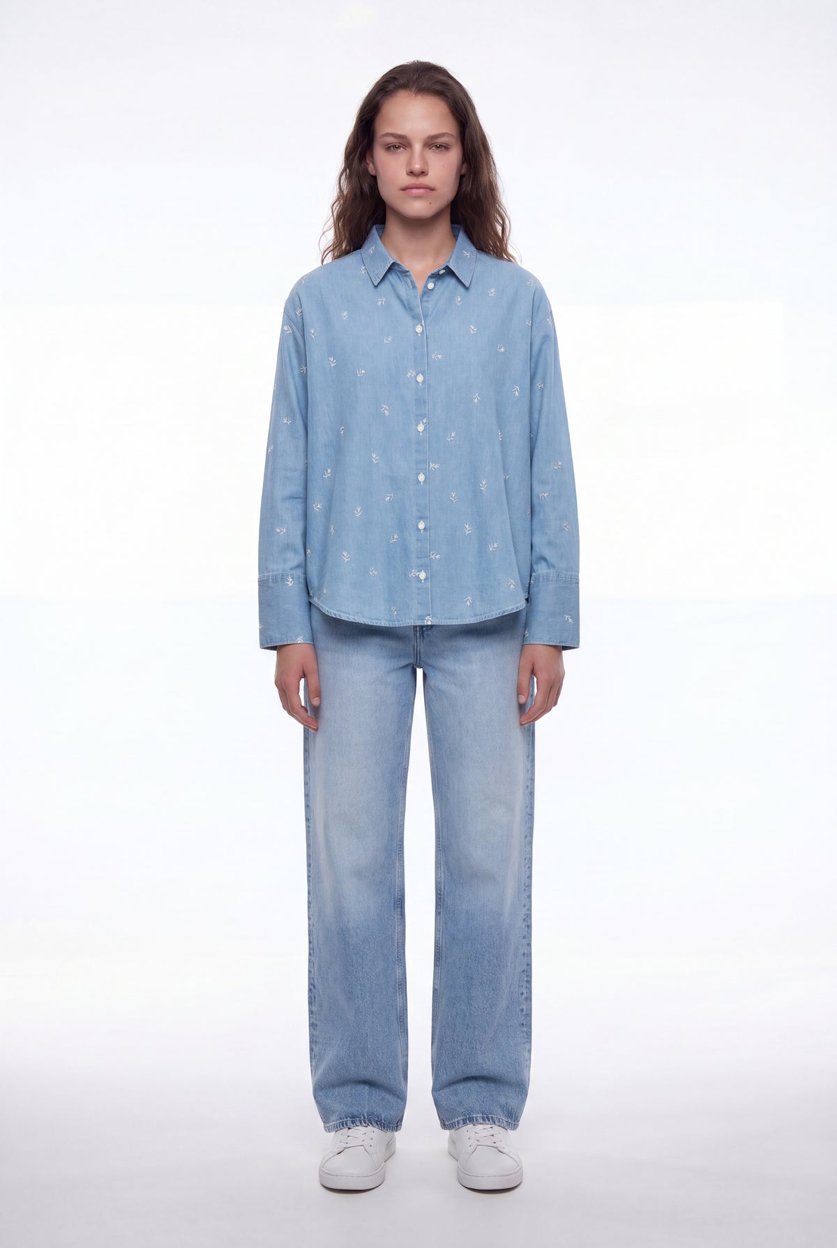 Chemise droite avec broderies C-ELIANE ML DENIM - Teddy Smith