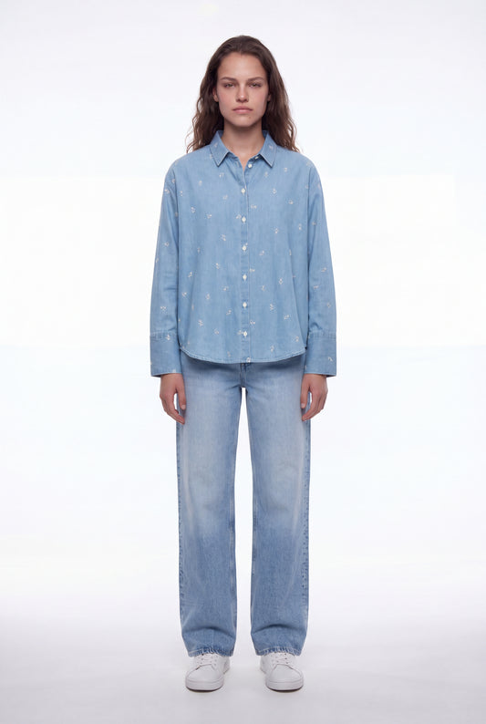 Achat Chemise droite avec broderies C-ELIANE ML DENIM