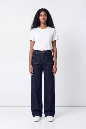 Jean flare taille haute P-JOSEFA 4PP DE DARK BLUE