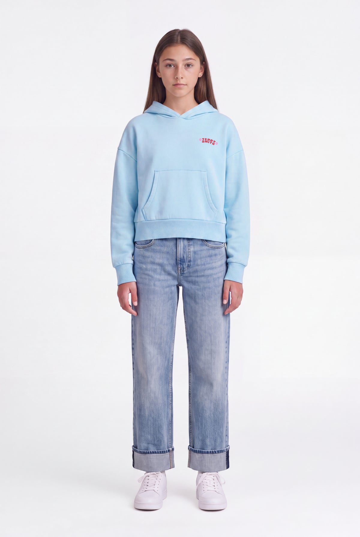 Sweat brodé S-BIRD HOODY JR BLEU CIEL - Teddy Smith