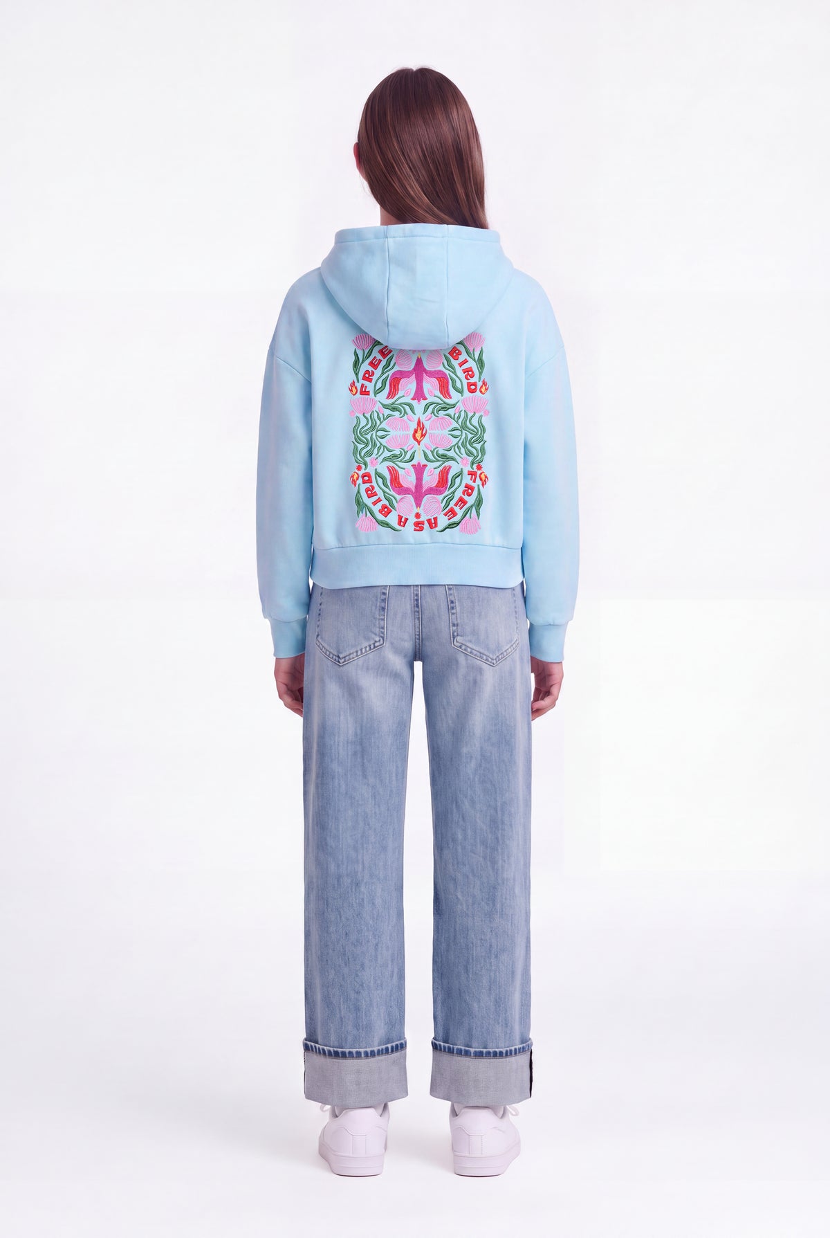 Sweat brodé S-BIRD HOODY JR BLEU CIEL - Teddy Smith