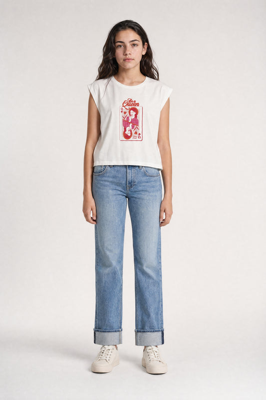 Achat T-shirt sans manches T-DAISY MC JR MIDDLE WHITE