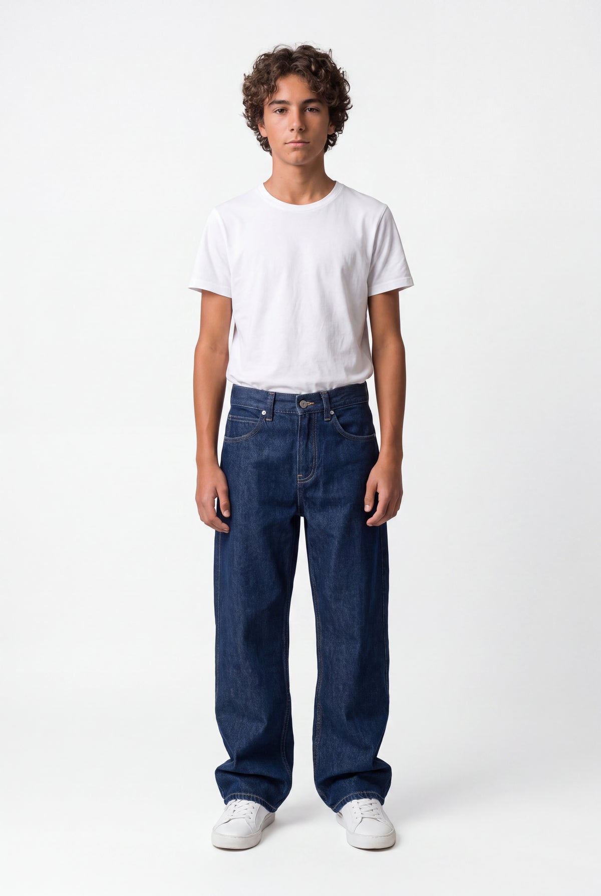 Jean droit denim pur coton MEMPHIS STRAIGH JR DARK BLUE