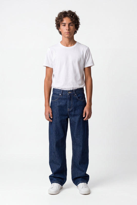 Achat Jean droit denim pur coton MEMPHIS STRAIGH JR DARK BLUE