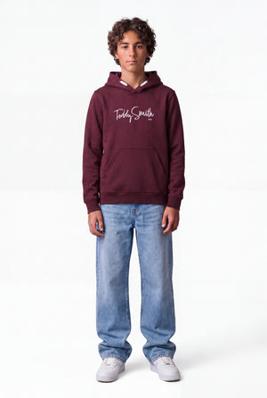 Sweat à capuche S-EVRY HOODY JR BORDEAUX FONCE - Teddy Smith