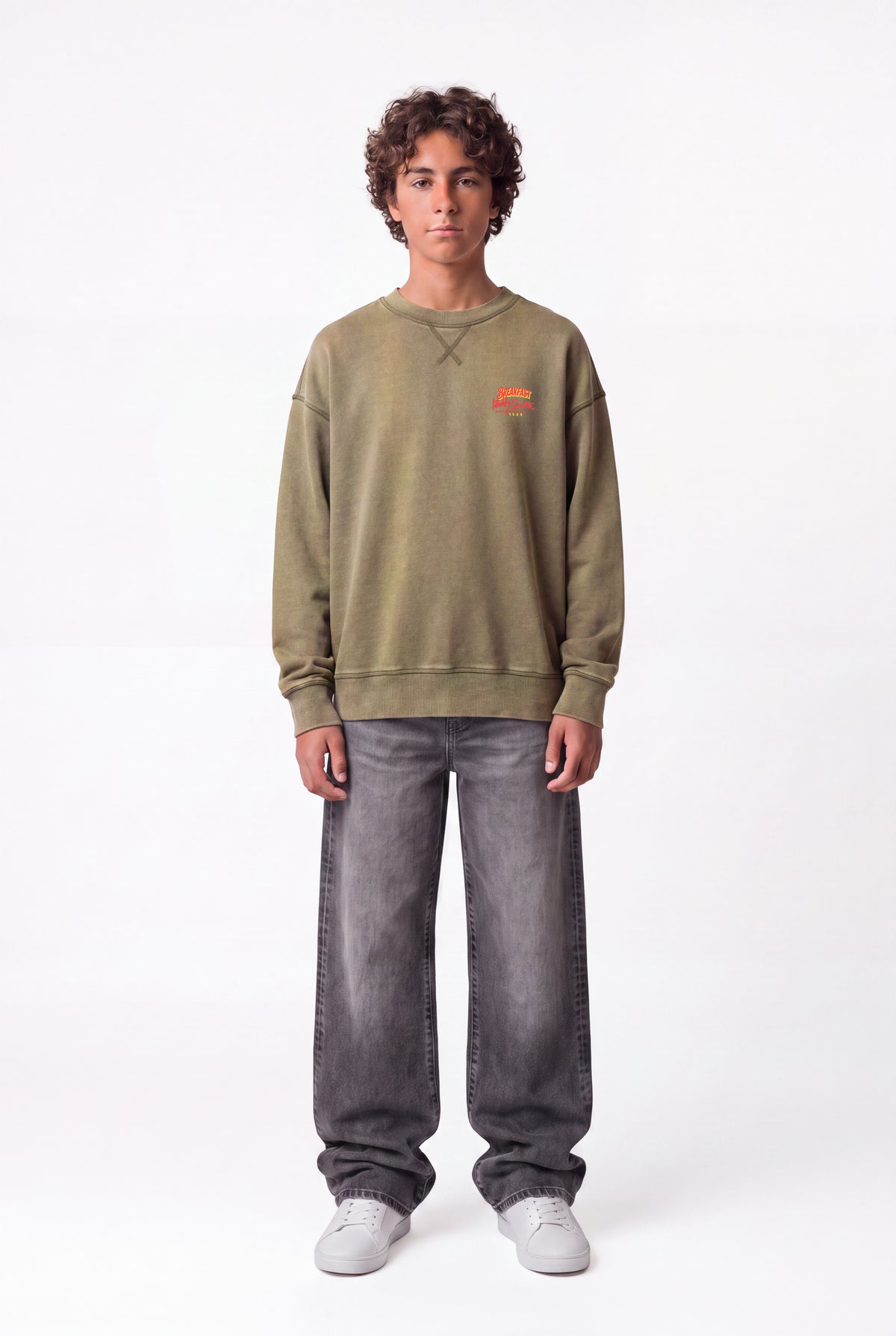 Sweat ample col rond S-BREAKFAST RC JR DUSTY KAKI