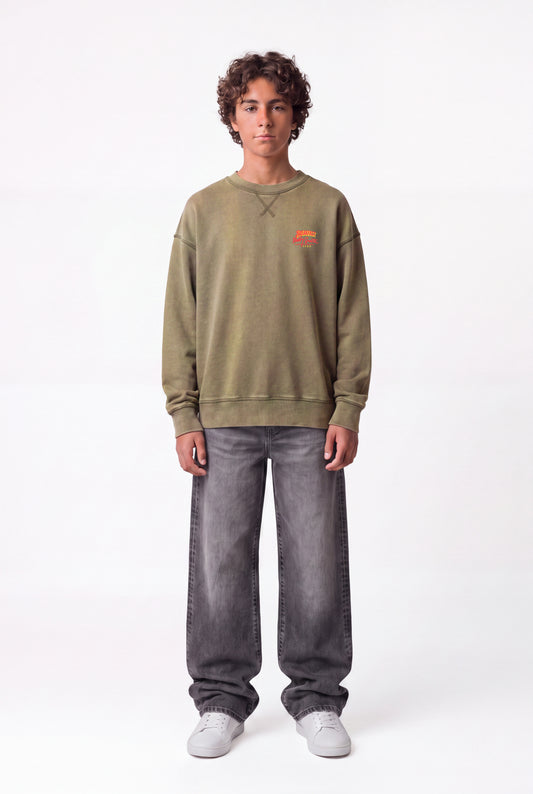 Achat Sweat ample col rond S-BREAKFAST RC JR DUSTY KAKI